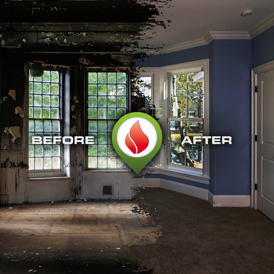 Damaged house before and after